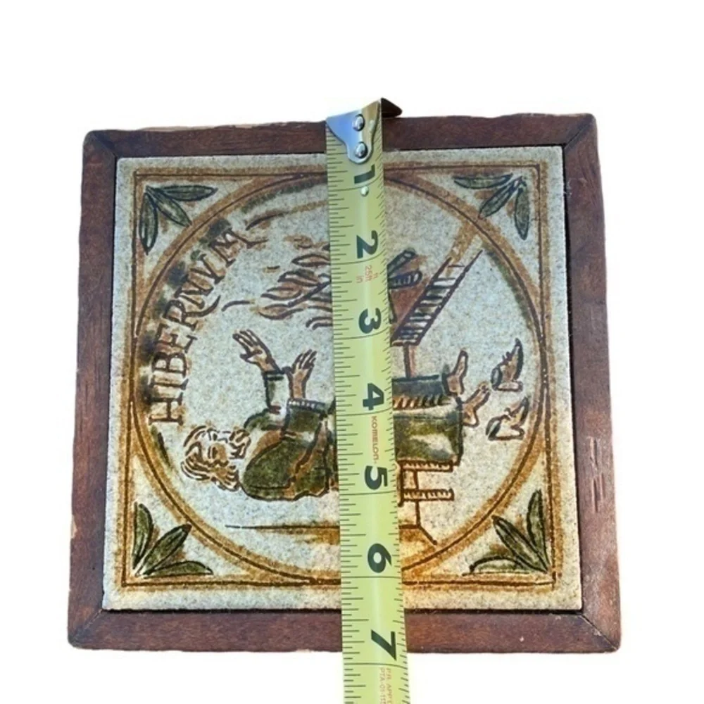 Vintage Terra Cotta Painted Tile Trivet Wall Decoration Made In Italy